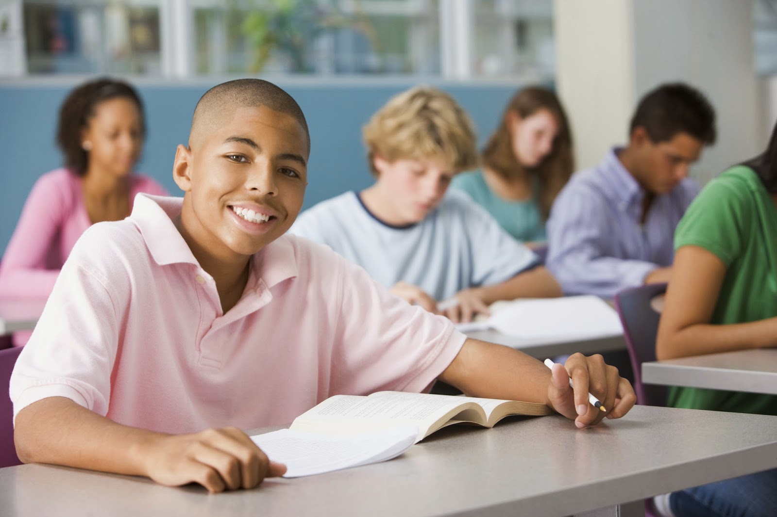 students classroom smiling