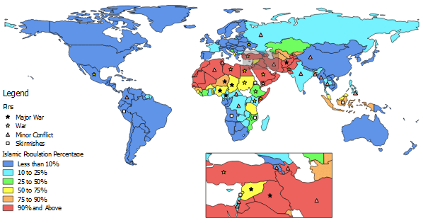 War and Islam Correlation Map