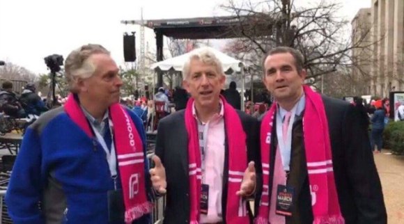 McAuliffe Herring Northam at WDC Womans march