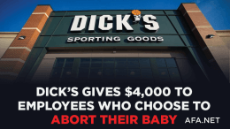 Dicks Sporting Goods paying employees to kill their unborn