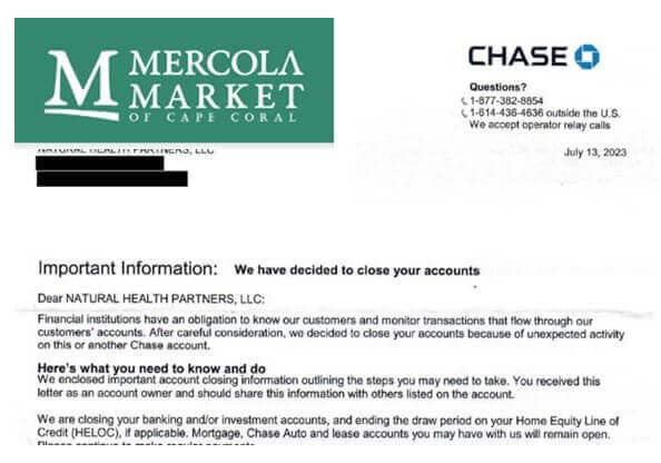 Mercola debanked by CHASE