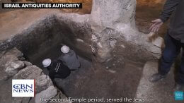 Ancient mikvah ritual bath beneath Western Wall Plaza in Jerusalem with ash from 70 AD Roman destruction