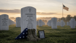 A folded American flag honoring the fallen on Memorial Day