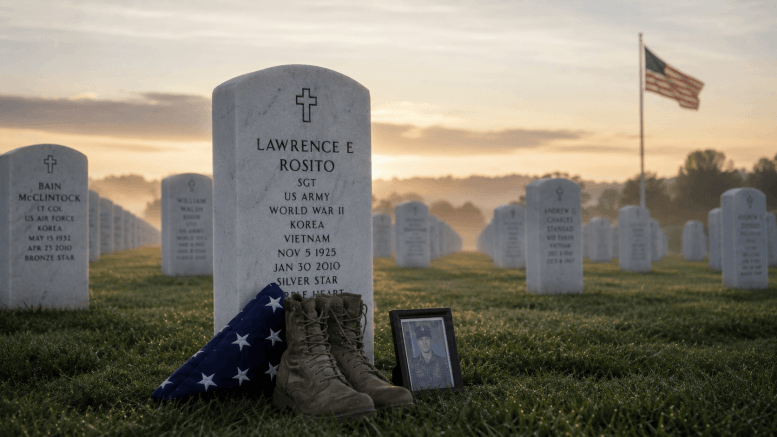 A folded American flag honoring the fallen on Memorial Day
